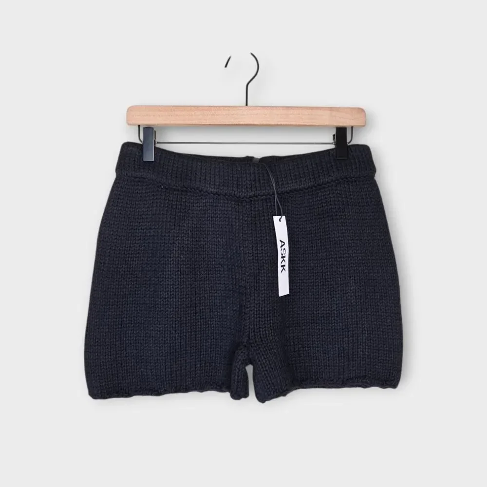 NEW ASKK NY Black Silk Organic Cotton Woven Knit Shorts Women's Small